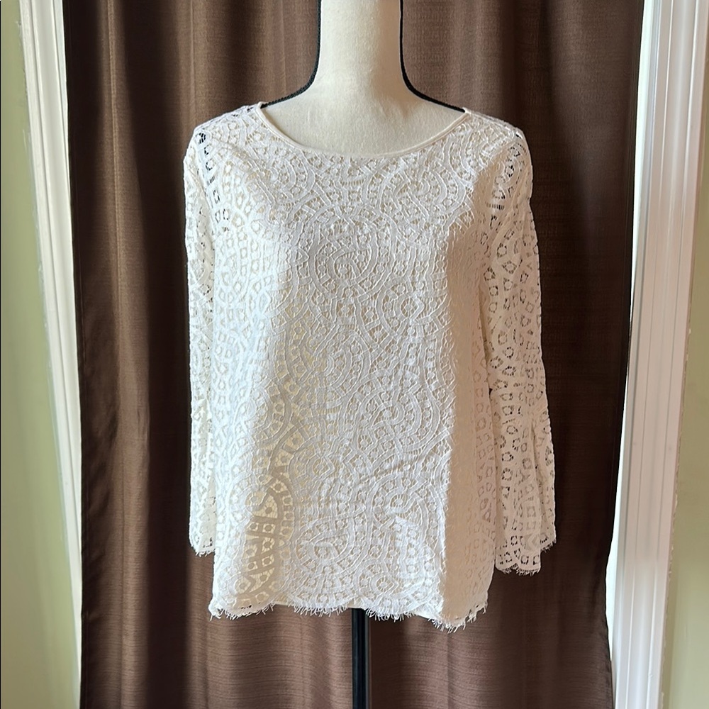 Gap Ivory Lace top, Size L